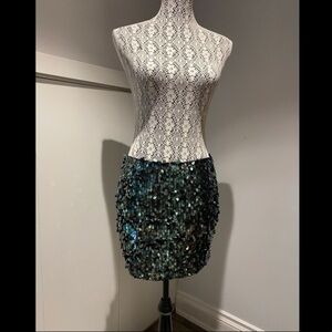 TOPSHOP iridescent green sequin skirt size 6